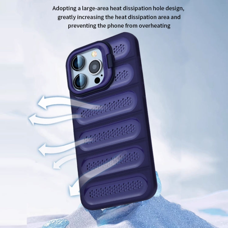 For iPhone 16 Pro Max Invisible Holder Cooling Phone Case(Transparent Purple) - iPhone 16 Pro Max Cases by buy2fix | Online Shopping UK | buy2fix