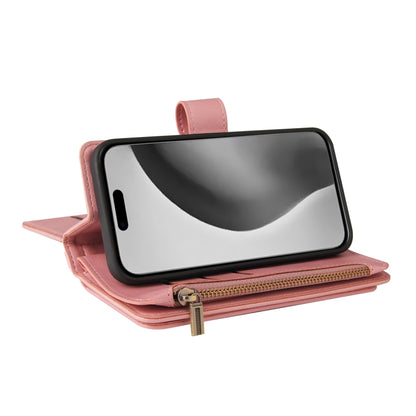 For iPhone 16 Pro Max Skin Feel Multi Card Slots Zipper Wallet Leather Phone Case(Pink) - iPhone 16 Pro Max Cases by buy2fix | Online Shopping UK | buy2fix