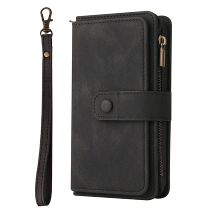 For iPhone 16 Pro Skin Feel Multi Card Slots Zipper Wallet Leather Phone Case(Black) - iPhone 16 Pro Cases by buy2fix | Online Shopping UK | buy2fix