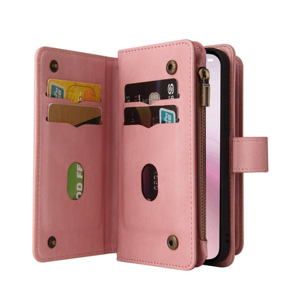 For iPhone SE 2024 Skin Feel Multi Card Slots Zipper Wallet Leather Phone Case(Pink) - More iPhone Cases by buy2fix | Online Shopping UK | buy2fix