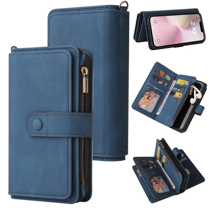 For iPhone SE 2024 Skin Feel Multi Card Slots Zipper Wallet Leather Phone Case(Blue) - More iPhone Cases by buy2fix | Online Shopping UK | buy2fix