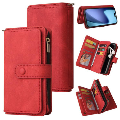 For iPhone Air Skin Feel Multi Card Slots Zipper Wallet Leather Phone Case(Red) - iPhone Air Cases by buy2fix | Online Shopping UK | buy2fix