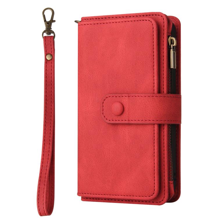 For iPhone Air Skin Feel Multi Card Slots Zipper Wallet Leather Phone Case(Red) - iPhone Air Cases by buy2fix | Online Shopping UK | buy2fix
