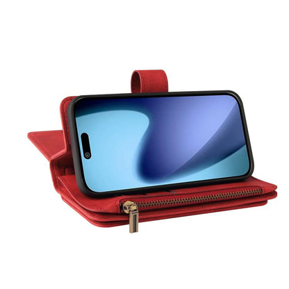 For iPhone Air Skin Feel Multi Card Slots Zipper Wallet Leather Phone Case(Red) - iPhone Air Cases by buy2fix | Online Shopping UK | buy2fix