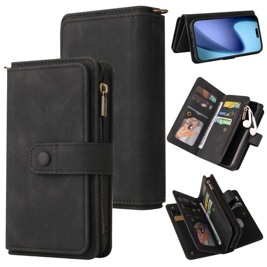 For iPhone Air Skin Feel Multi Card Slots Zipper Wallet Leather Phone Case(Black) - iPhone Air Cases by buy2fix | Online Shopping UK | buy2fix