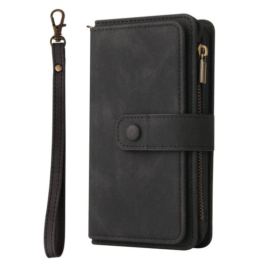 For iPhone Air Skin Feel Multi Card Slots Zipper Wallet Leather Phone Case(Black) - iPhone Air Cases by buy2fix | Online Shopping UK | buy2fix