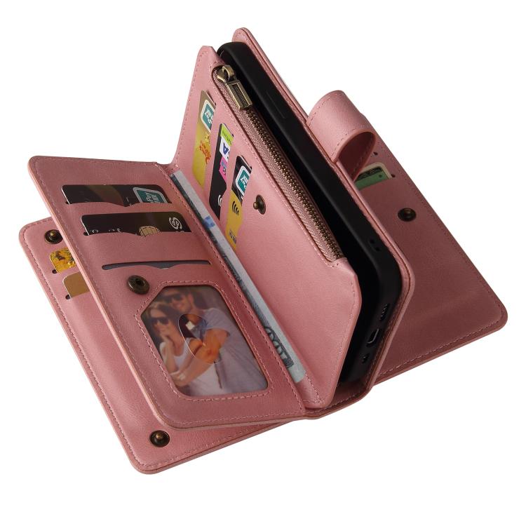 For iPhone Air Skin Feel Multi Card Slots Zipper Wallet Leather Phone Case(Pink) - iPhone Air Cases by buy2fix | Online Shopping UK | buy2fix