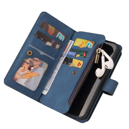 For iPhone Air Skin Feel Multi Card Slots Zipper Wallet Leather Phone Case(Blue) - iPhone Air Cases by buy2fix | Online Shopping UK | buy2fix