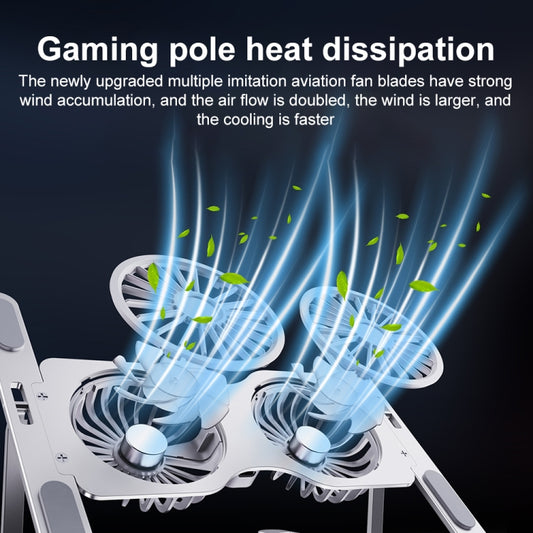 R- JUST HZ45 Aluminum Alloy Laptop Dual-core Cooling Stand(Black) by R-JUST