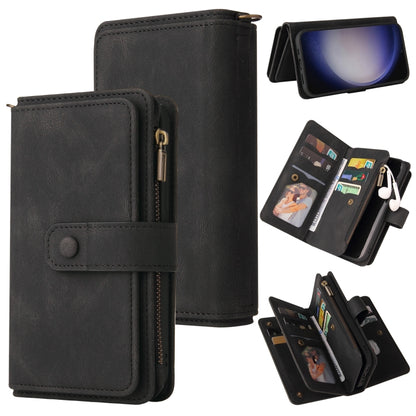 For Samsung Galaxy S25+ / S24+ 5G Skin Feel Multi Card Slots Zipper Wallet Leather Phone Case(Black) by buy2fix