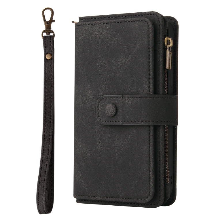 For Samsung Galaxy S25+ / S24+ 5G Skin Feel Multi Card Slots Zipper Wallet Leather Phone Case(Black) by buy2fix