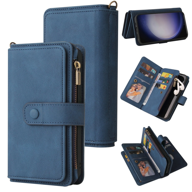 For Samsung Galaxy S25+ / S24+ 5G Skin Feel Multi Card Slots Zipper Wallet Leather Phone Case(Blue) by buy2fix