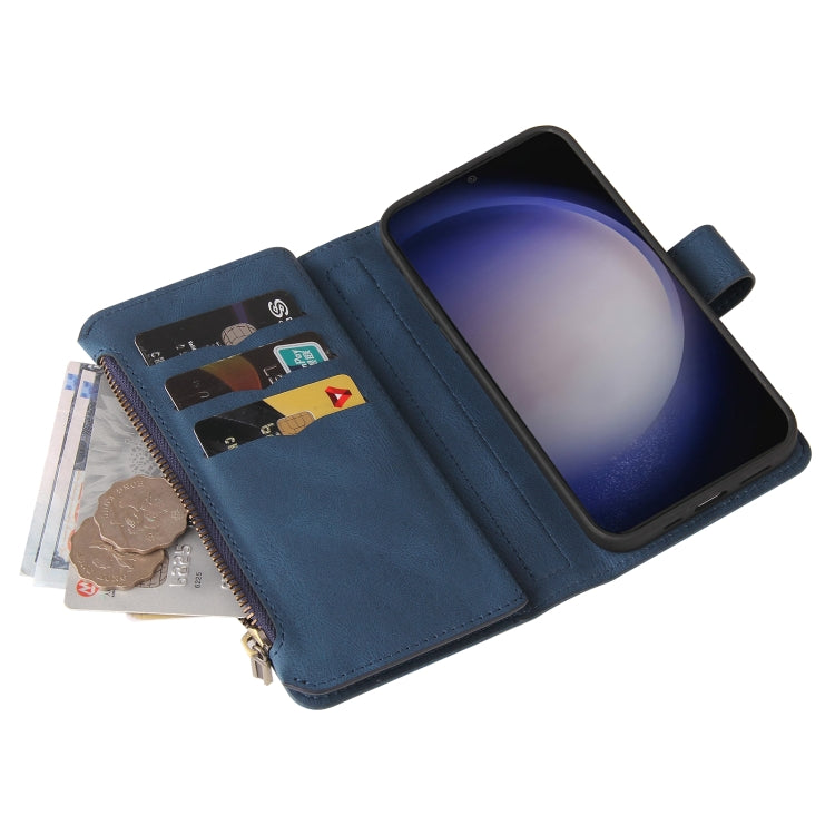 For Samsung Galaxy S25+ / S24+ 5G Skin Feel Multi Card Slots Zipper Wallet Leather Phone Case(Blue) by buy2fix