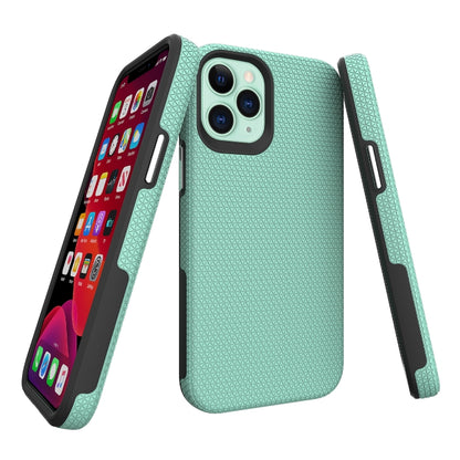 For iPhone 12 mini Triangle Armor Texture TPU + PC Case(Mint Green) by buy2fix