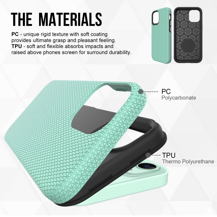 For iPhone 12 mini Triangle Armor Texture TPU + PC Case(Mint Green) by buy2fix