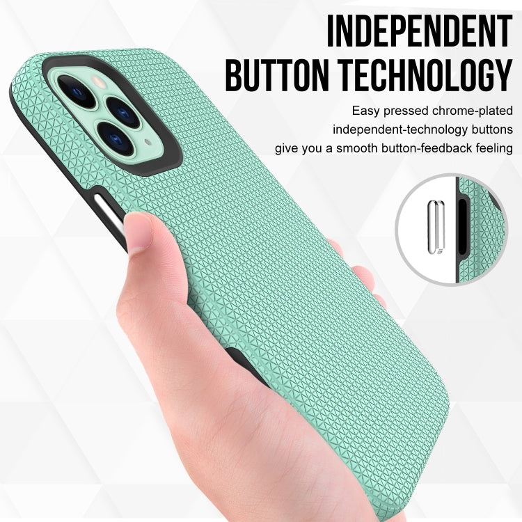 For iPhone 12 mini Triangle Armor Texture TPU + PC Case(Mint Green) by buy2fix