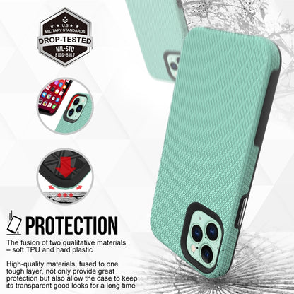 For iPhone 12 mini Triangle Armor Texture TPU + PC Case(Mint Green) by buy2fix