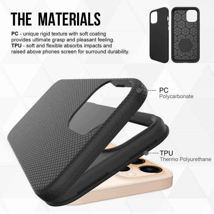For iPhone 12 Pro Max Triangle Armor Texture TPU + PC Case(Black) by buy2fix
