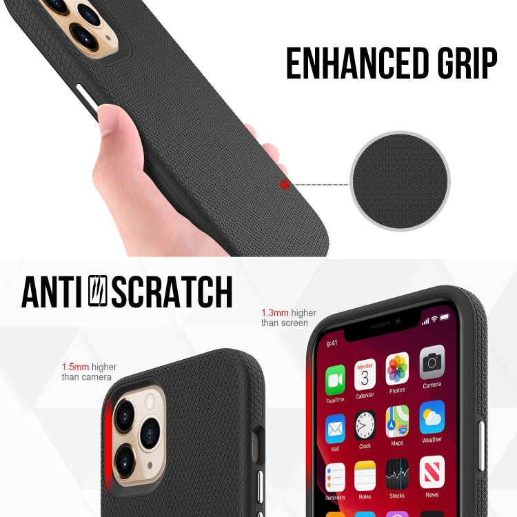 For iPhone 12 Pro Max Triangle Armor Texture TPU + PC Case(Black) by buy2fix