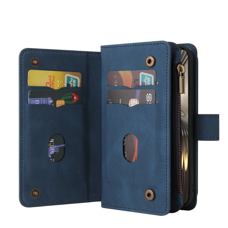 For Xiaomi Poco F6 Skin Feel Multi Card Slots Zipper Wallet Leather Phone Case(Blue) - Xiaomi Cases by buy2fix | Online Shopping UK | buy2fix