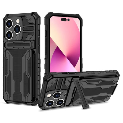 For iPhone 15 Pro Kickstand Armor Card Wallet Phone Case(Black) by buy2fix