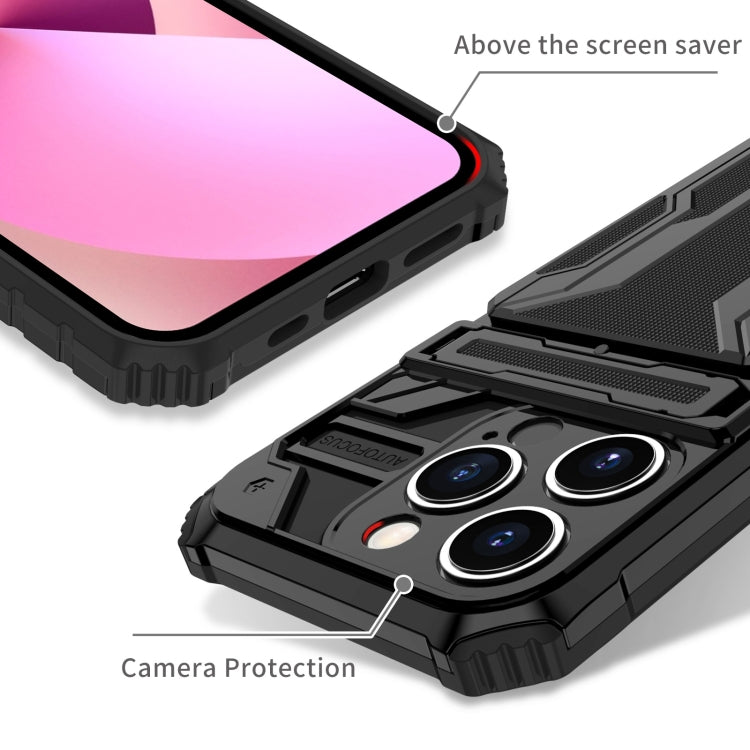 For iPhone 15 Pro Kickstand Armor Card Wallet Phone Case(Black) by buy2fix