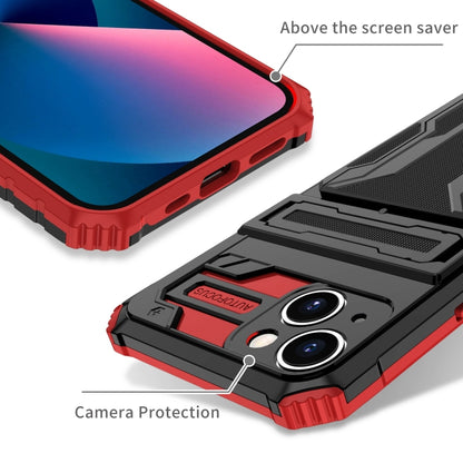 For iPhone 15 Plus Kickstand Armor Card Wallet Phone Case(Red) by buy2fix