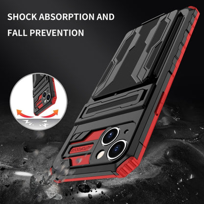 For iPhone 15 Plus Kickstand Armor Card Wallet Phone Case(Red) by buy2fix