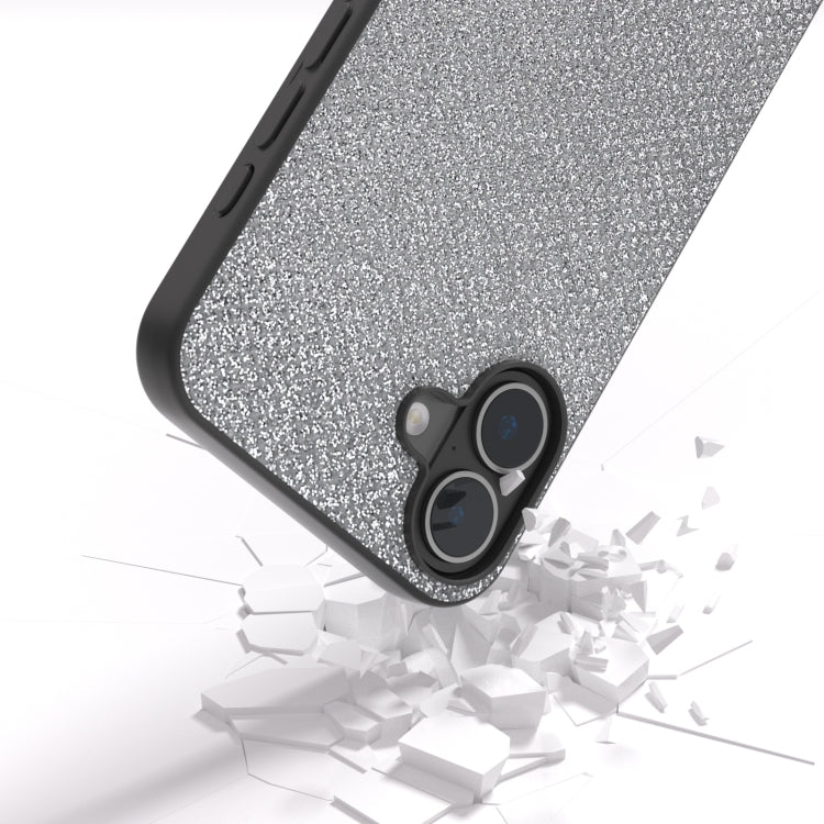 For iPhone 16 Diamond Black Frame Phone Case(Jewel Silver) by buy2fix