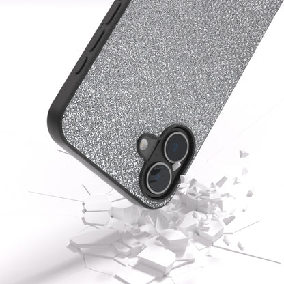 For iPhone 16 Diamond Black Frame Phone Case(Jewel Silver) by buy2fix