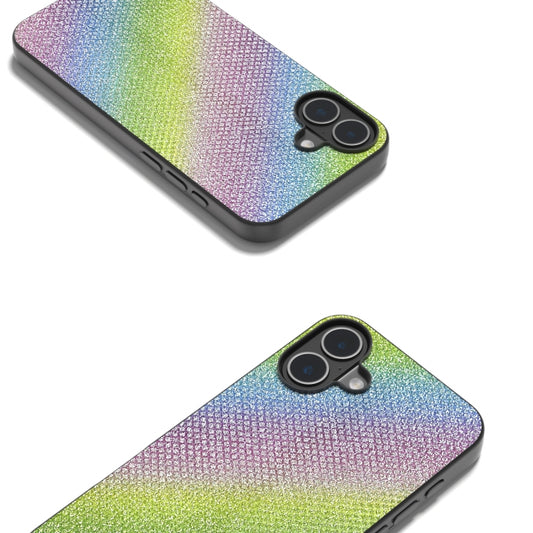 For iPhone 16 Diamond Black Frame Phone Case(Rainbow Diamond) by buy2fix