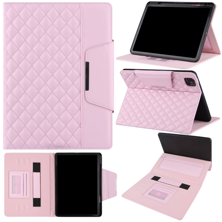 For iPad Pro 11 2025 / 2024 Checkered Hardware Buckle Leather Smart Tablet Case(Pink) by buy2fix