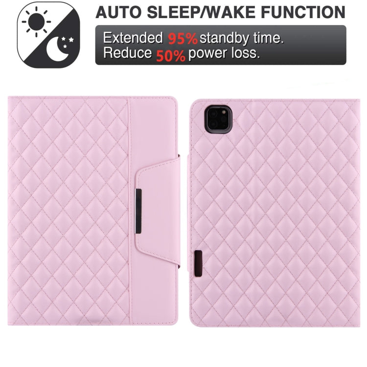 For iPad Pro 11 2025 / 2024 Checkered Hardware Buckle Leather Smart Tablet Case(Pink) by buy2fix