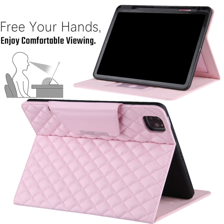 For iPad Pro 11 2025 / 2024 Checkered Hardware Buckle Leather Smart Tablet Case(Pink) by buy2fix