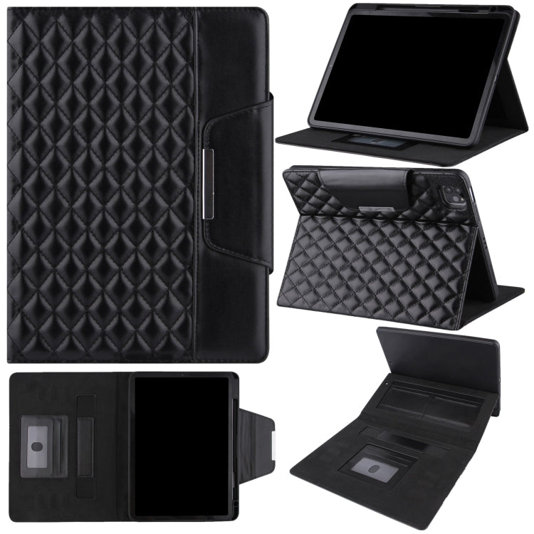 For iPad Pro 11 2025 / 2024 Checkered Hardware Buckle Leather Smart Tablet Case(Black) by buy2fix