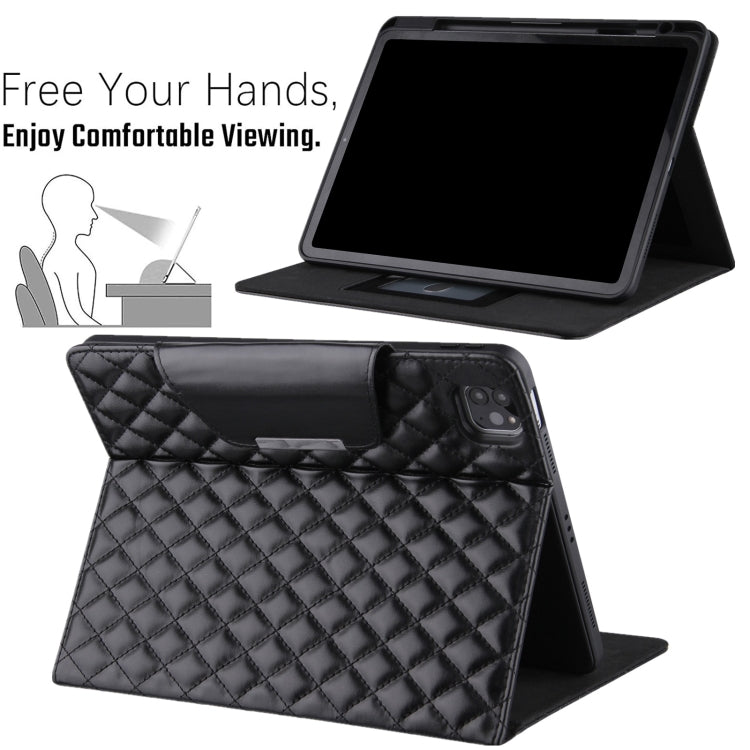 For iPad Pro 11 2025 / 2024 Checkered Hardware Buckle Leather Smart Tablet Case(Black) by buy2fix