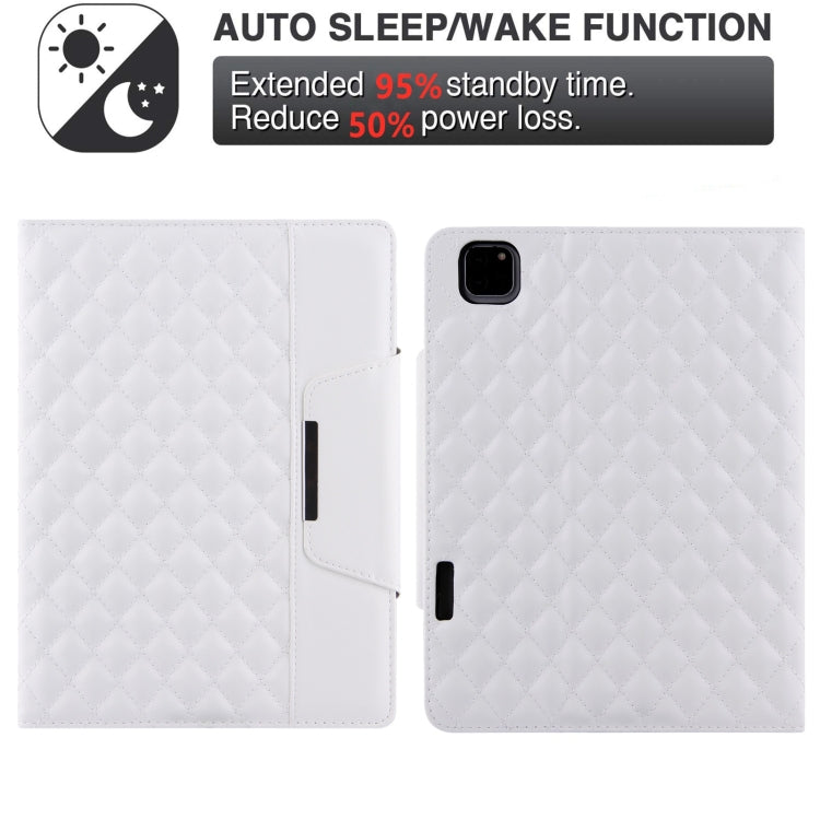 For iPad Pro 11 2025 / 2024 Checkered Hardware Buckle Leather Smart Tablet Case(White) by buy2fix