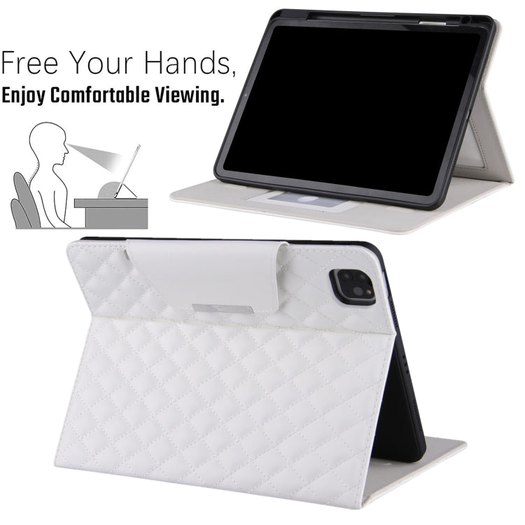 For iPad Pro 11 2025 / 2024 Checkered Hardware Buckle Leather Smart Tablet Case(White) by buy2fix