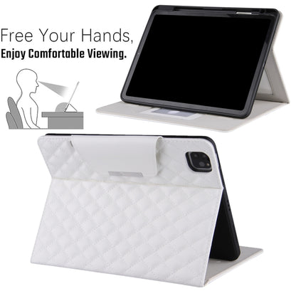 For iPad Pro 11 2025 / 2024 Checkered Hardware Buckle Leather Smart Tablet Case(White) by buy2fix