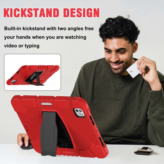 For iPad Pro 11 2025 / 2024 3-Layer Silicone Hybrid PC Tablet Case(Red Black) by buy2fix