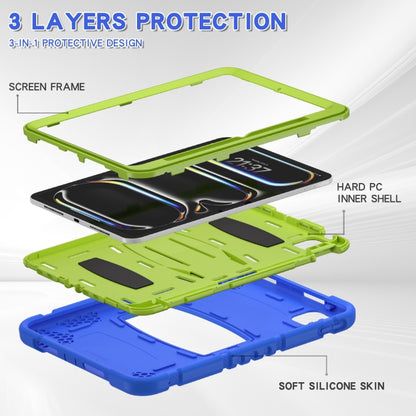 For iPad Pro 11 2024 3-Layer Silicone Hybrid PC Tablet Case(Blue Lime) - iPad Pro 11 2024 Cases by buy2fix | Online Shopping UK | buy2fix