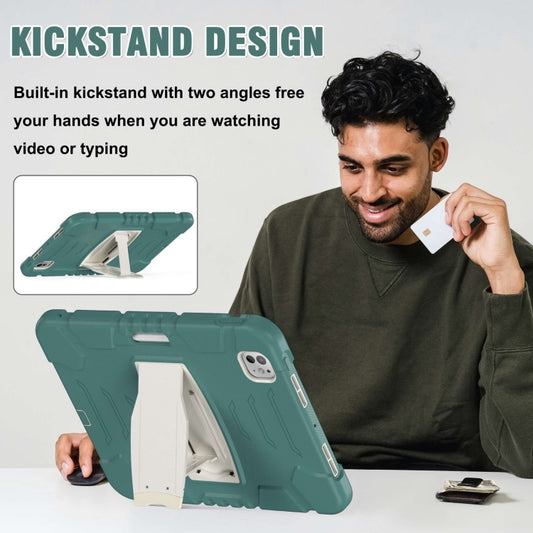 For iPad Pro 11 2025 / 2024 3-Layer Silicone Hybrid PC Tablet Case(Emerald Green) by buy2fix