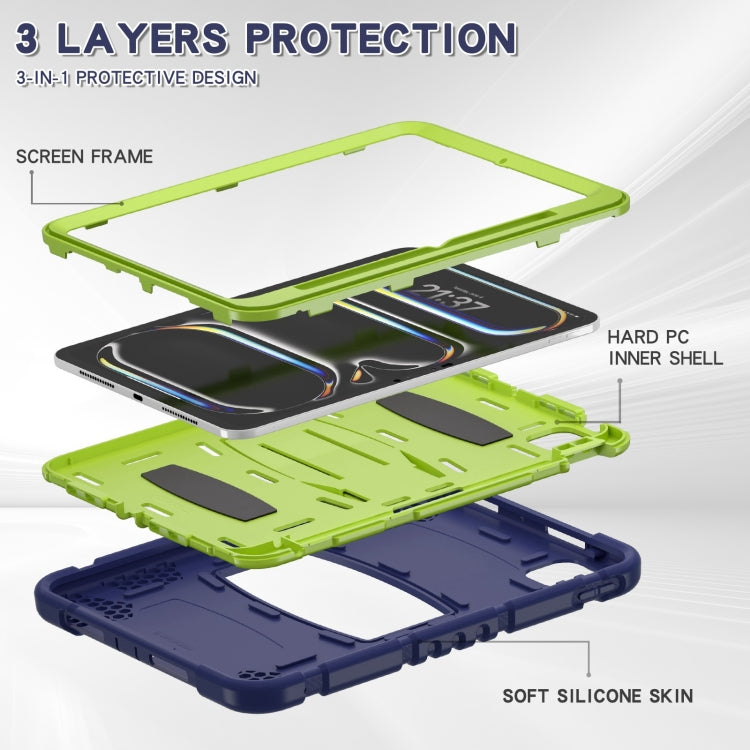 For iPad Pro 11 2024 3-Layer Silicone Hybrid PC Tablet Case(Navy Blue Lime) - iPad Pro 11 2024 Cases by buy2fix | Online Shopping UK | buy2fix