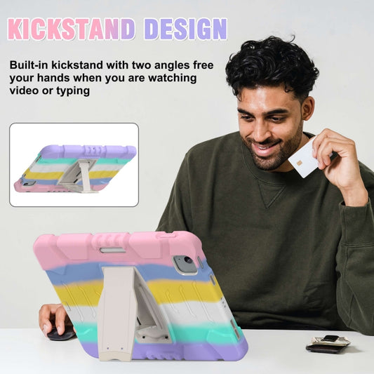 For iPad Air 11 2025 / 2024 3-Layer Silicone Hybrid PC Tablet Case(Colorful Pink) by buy2fix