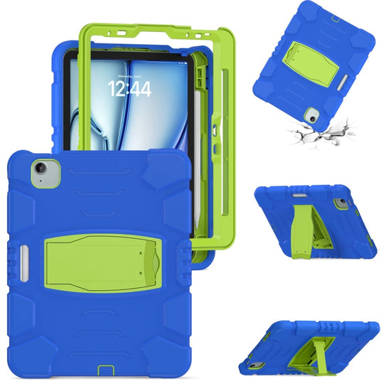 For iPad Air 11 2026 / 2025 / 2024 3-Layer Silicone Hybrid PC Tablet Case(Blue Lime)