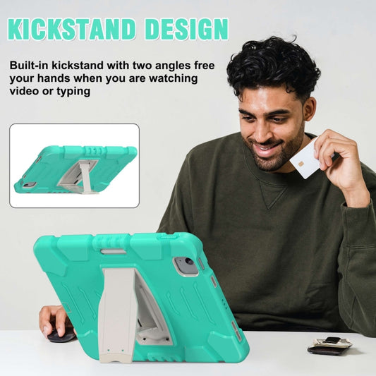 For iPad Air 11 2025 / 2024 3-Layer Silicone Hybrid PC Tablet Case(Mint Green) by buy2fix