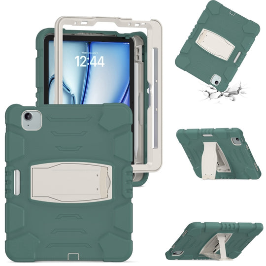 For iPad Air 11 2026 / 2025 / 2024 3-Layer Silicone Hybrid PC Tablet Case(Emerald Green)