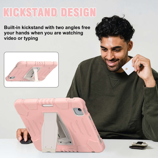 For iPad Air 11 2025 / 2024 3-Layer Silicone Hybrid PC Tablet Case(Cherry Blossoms Pink) by buy2fix