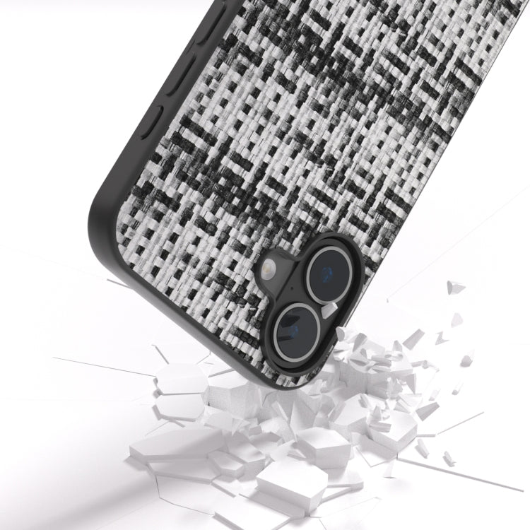 For iPhone 16 Black Frame Color Lattice Texture PU Phone Case(Black) - iPhone 16 Cases by buy2fix | Online Shopping UK | buy2fix