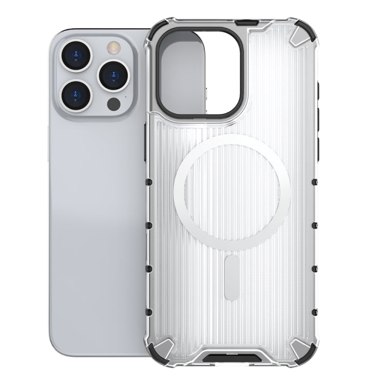 For iPhone 15 Pro Max Grating Airbag Shockproof MagSafe Frosted Phone Case(Transparent) - iPhone 15 Pro Max Cases by buy2fix | Online Shopping UK | buy2fix